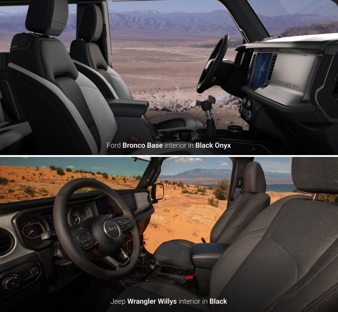Ford Bronco vs. Jeep Wrangler Interior & Comfort
